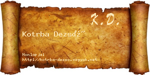 Kotrba Dezső névjegykártya